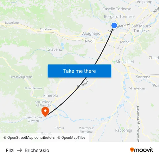 Filzi to Bricherasio map