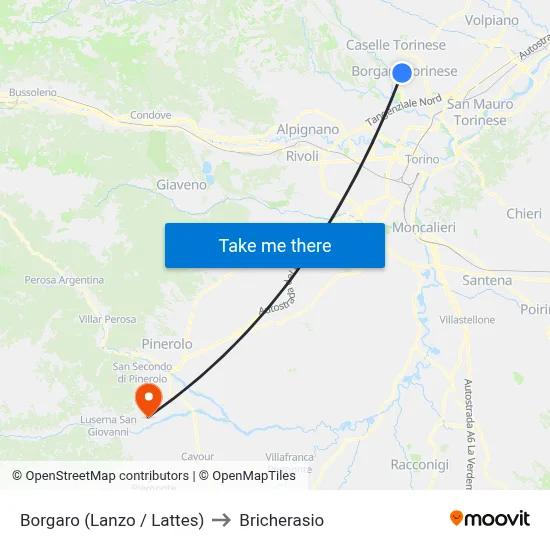 Borgaro (Lanzo / Lattes) to Bricherasio map