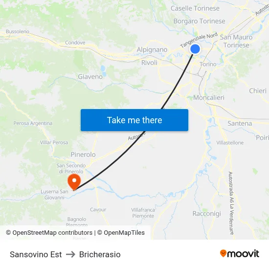 Sansovino East to Bricherasio map