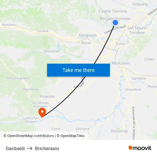 Garibaldi to Bricherasio map