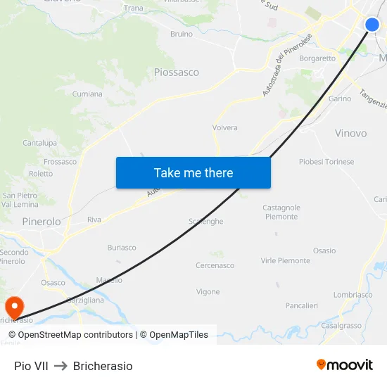Pio VII to Bricherasio map
