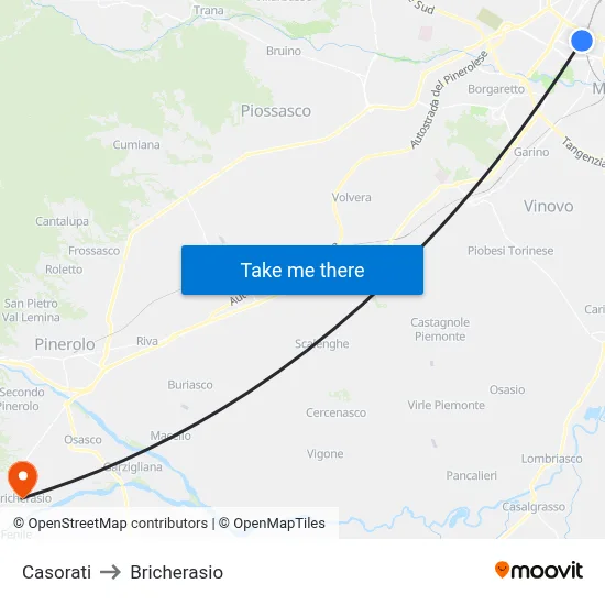 Casorati to Bricherasio map