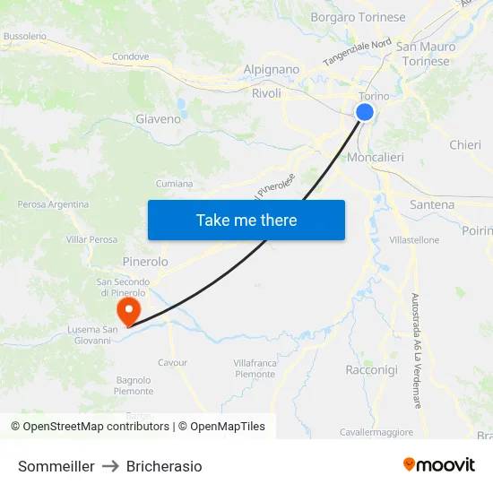 Sommeiller to Bricherasio map