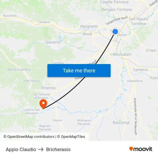 Appio Claudio to Bricherasio map