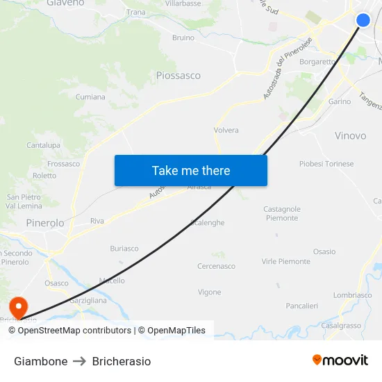 Giambone to Bricherasio map