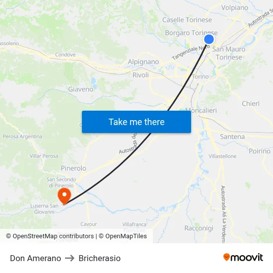 Don Amerano to Bricherasio map
