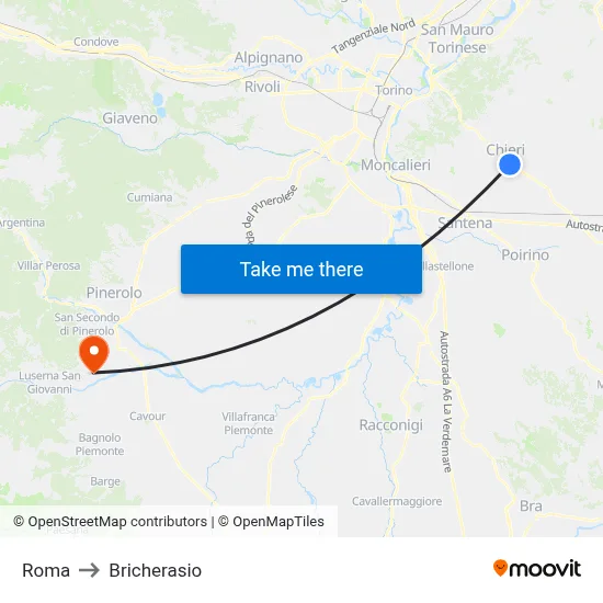 Rome to Bricherasio map