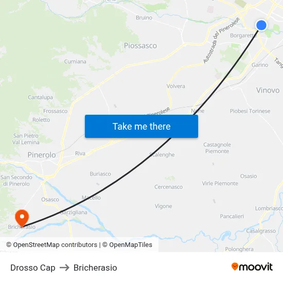 Drosso Terminal to Bricherasio map