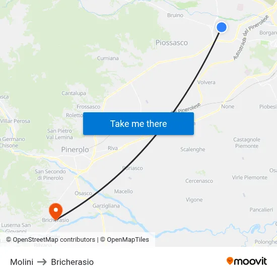 Molini to Bricherasio map