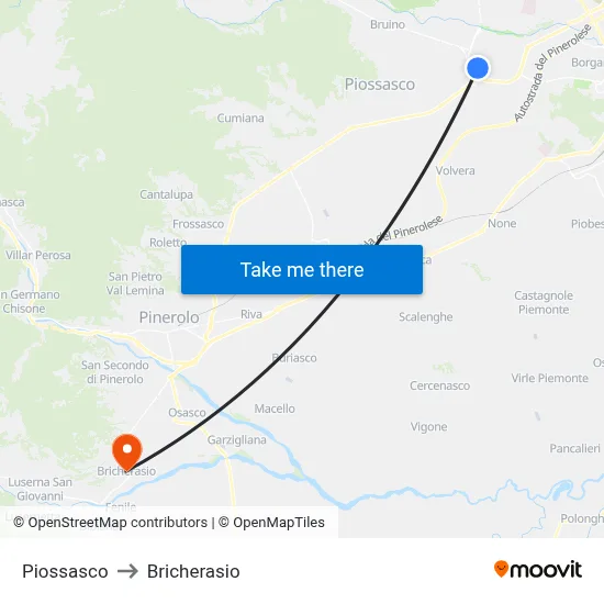 Piossasco to Bricherasio map