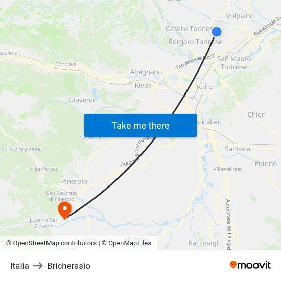 Italy to Bricherasio map