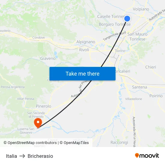 Italy to Bricherasio map