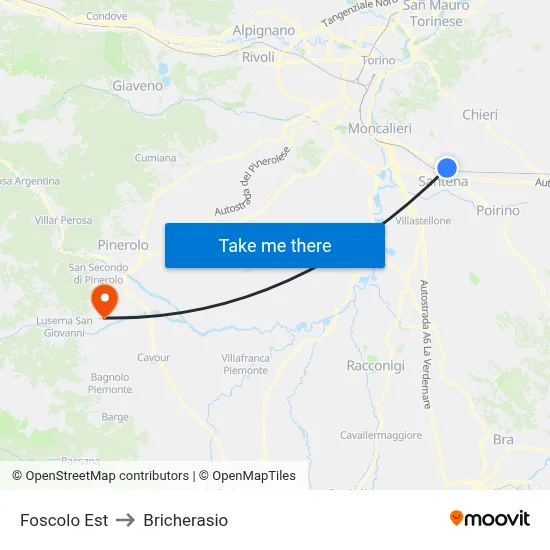 Foscolo East to Bricherasio map