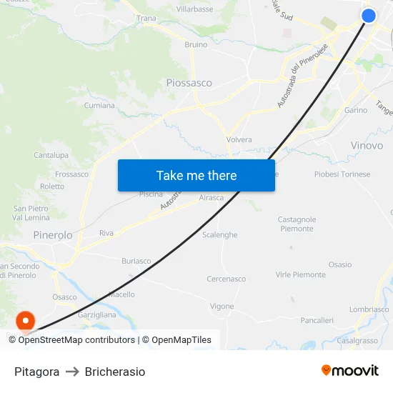 Pythagoras to Bricherasio map