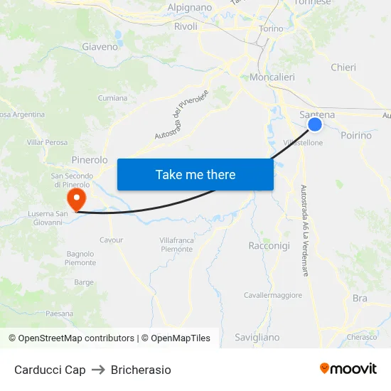 Carducci Terminal to Bricherasio map