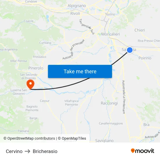 Cervino to Bricherasio map