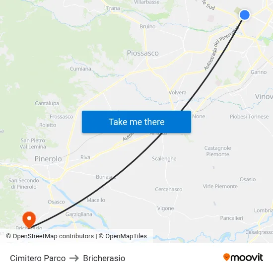 Park Cemetery to Bricherasio map