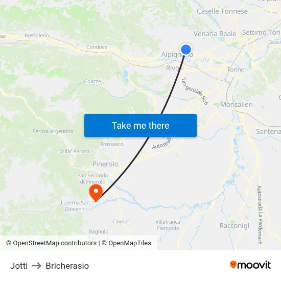 Jotti to Bricherasio map