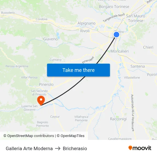 Modern Art Gallery to Bricherasio map