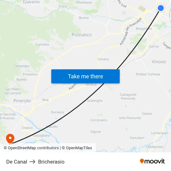 De Canal to Bricherasio map