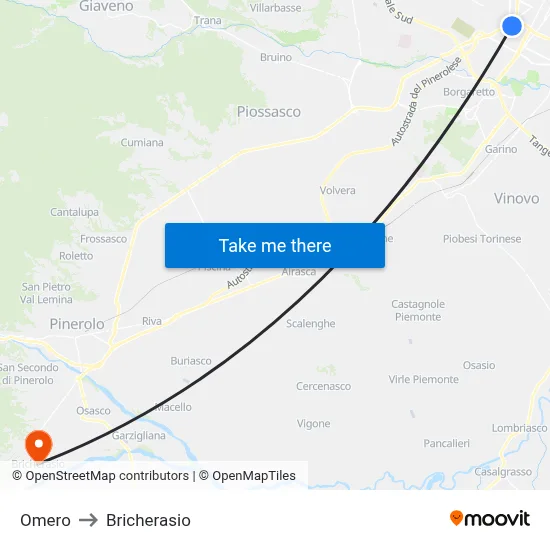 Omero to Bricherasio map
