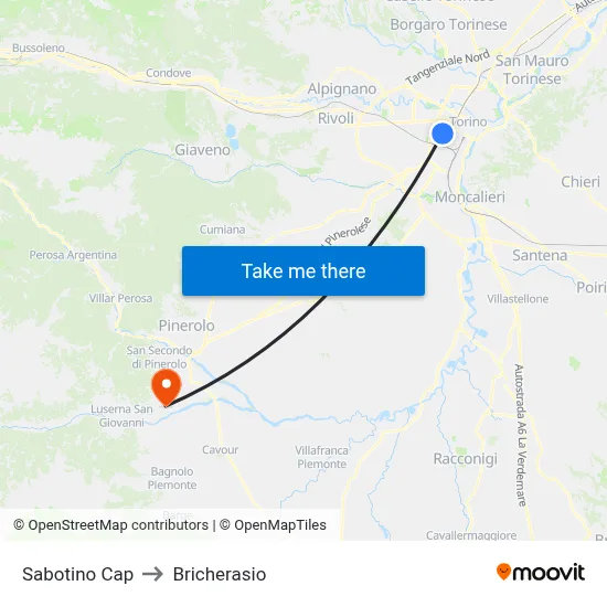 Sabotino Terminal to Bricherasio map