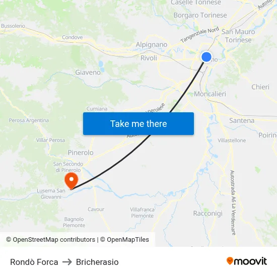 Rondò Forca to Bricherasio map