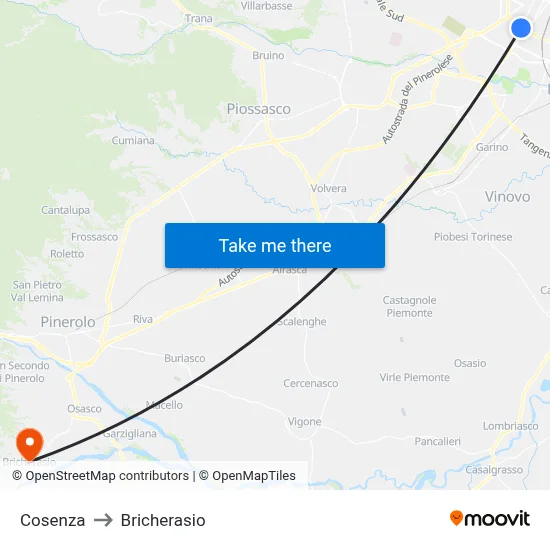 Cosenza to Bricherasio map