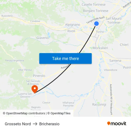 Grosseto Nord to Bricherasio map