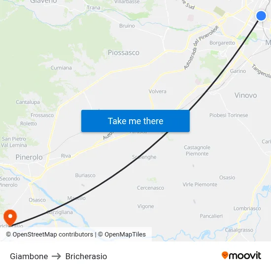 Giambone to Bricherasio map