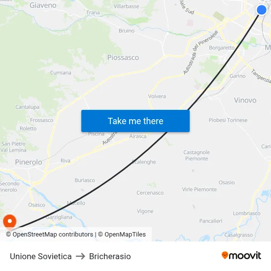 Soviet Union to Bricherasio map