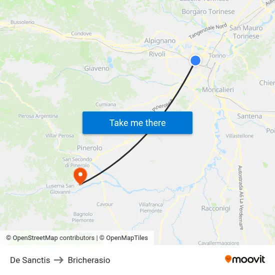 De Sanctis to Bricherasio map