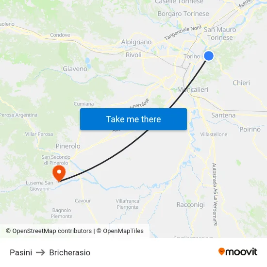 Pasini to Bricherasio map