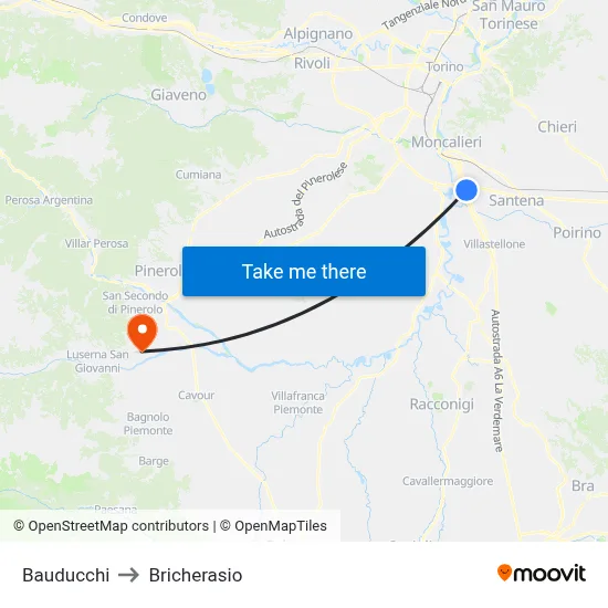 Bauducchi to Bricherasio map