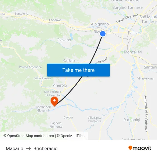 Macario to Bricherasio map