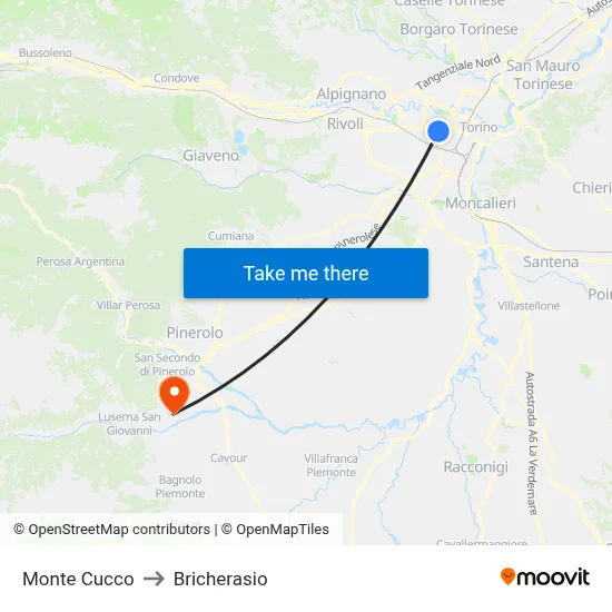 Monte Cucco to Bricherasio map