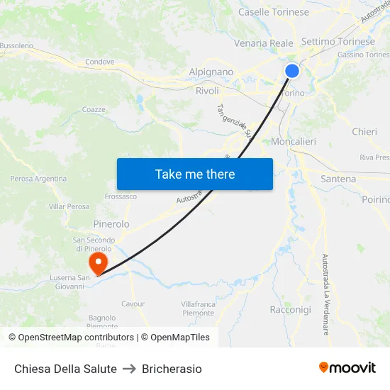 Church of Health to Bricherasio map