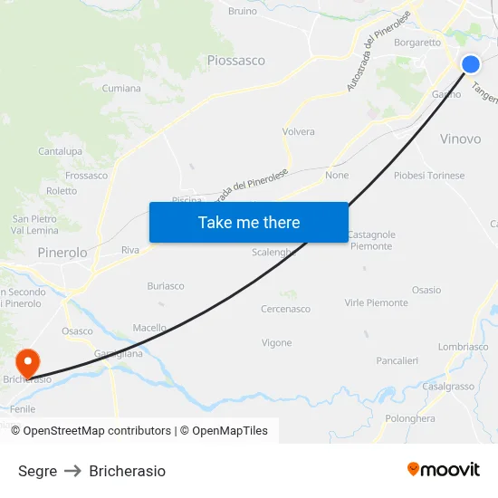 Segre to Bricherasio map