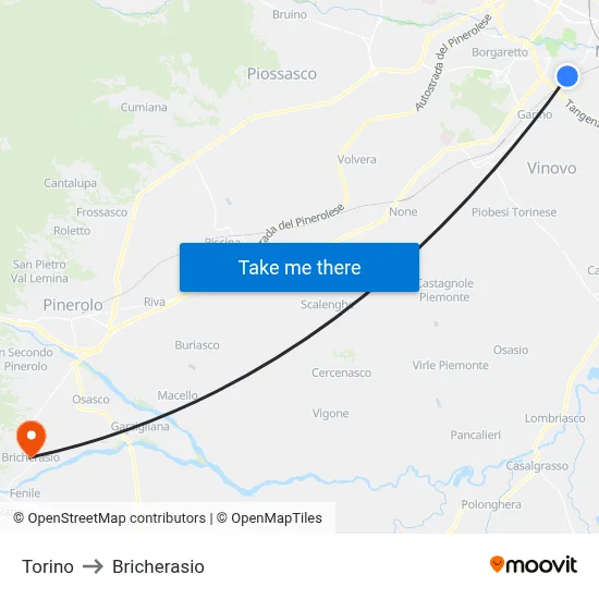 Turin to Bricherasio map