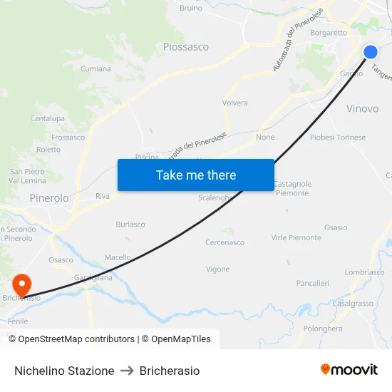 Nichelino Station to Bricherasio map