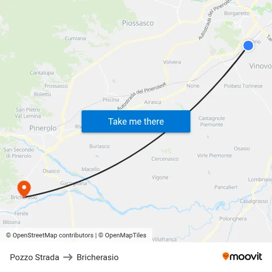 Pozzo Strada to Bricherasio map