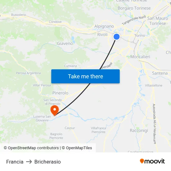 France to Bricherasio map