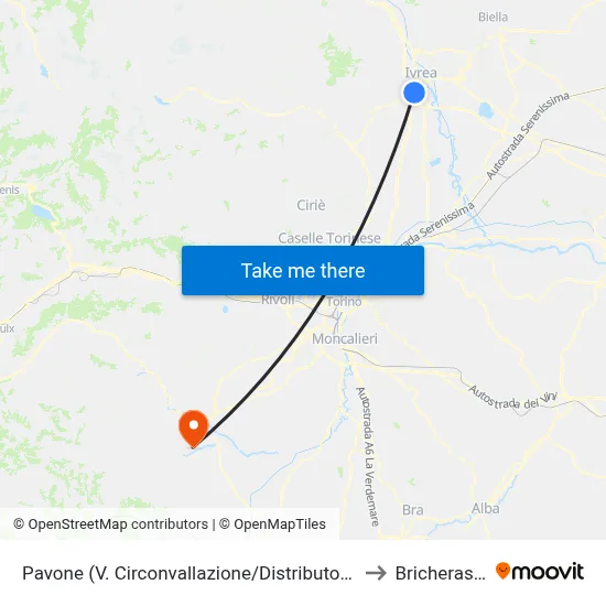 Pavone (Ring Road/Gas Station) to Bricherasio map