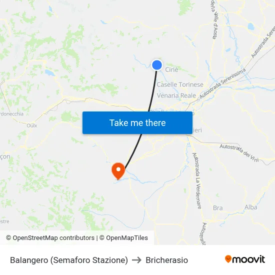 Balangero (Station Traffic Light) to Bricherasio map