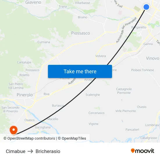 Cimabue to Bricherasio map