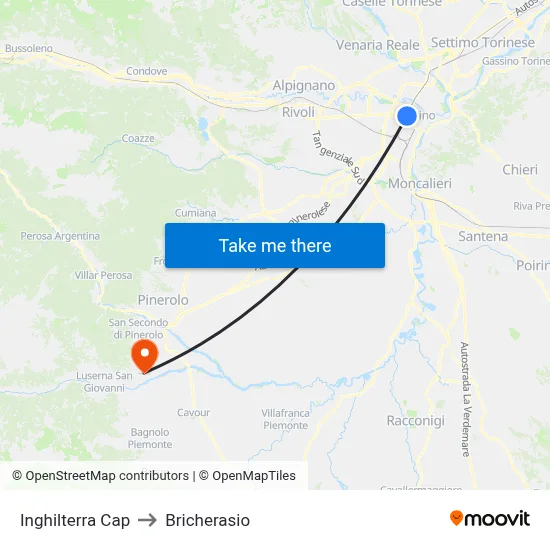 Inghilterra Terminal to Bricherasio map