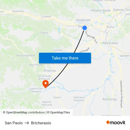 San Paolo to Bricherasio map