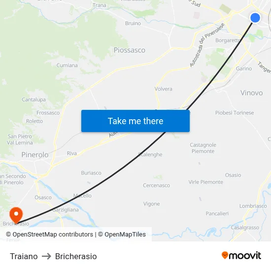 Traiano to Bricherasio map