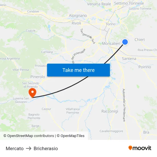 Mercato to Bricherasio map