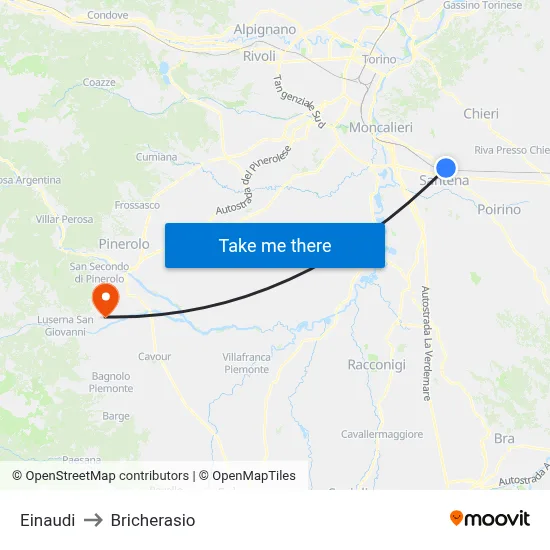 Einaudi to Bricherasio map